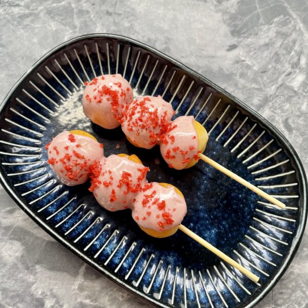 Sakura Chocolate Mochi Donut Balls on Skewers
