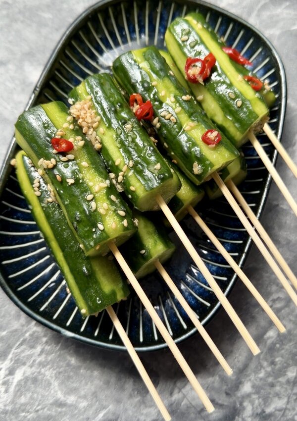Japanese Pickled Cucumber Skewers
